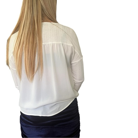 BLUE Rain Boho lace boxy cropped white top/tunic crossover/wrapped front WomenXS - Picture 6 of 16